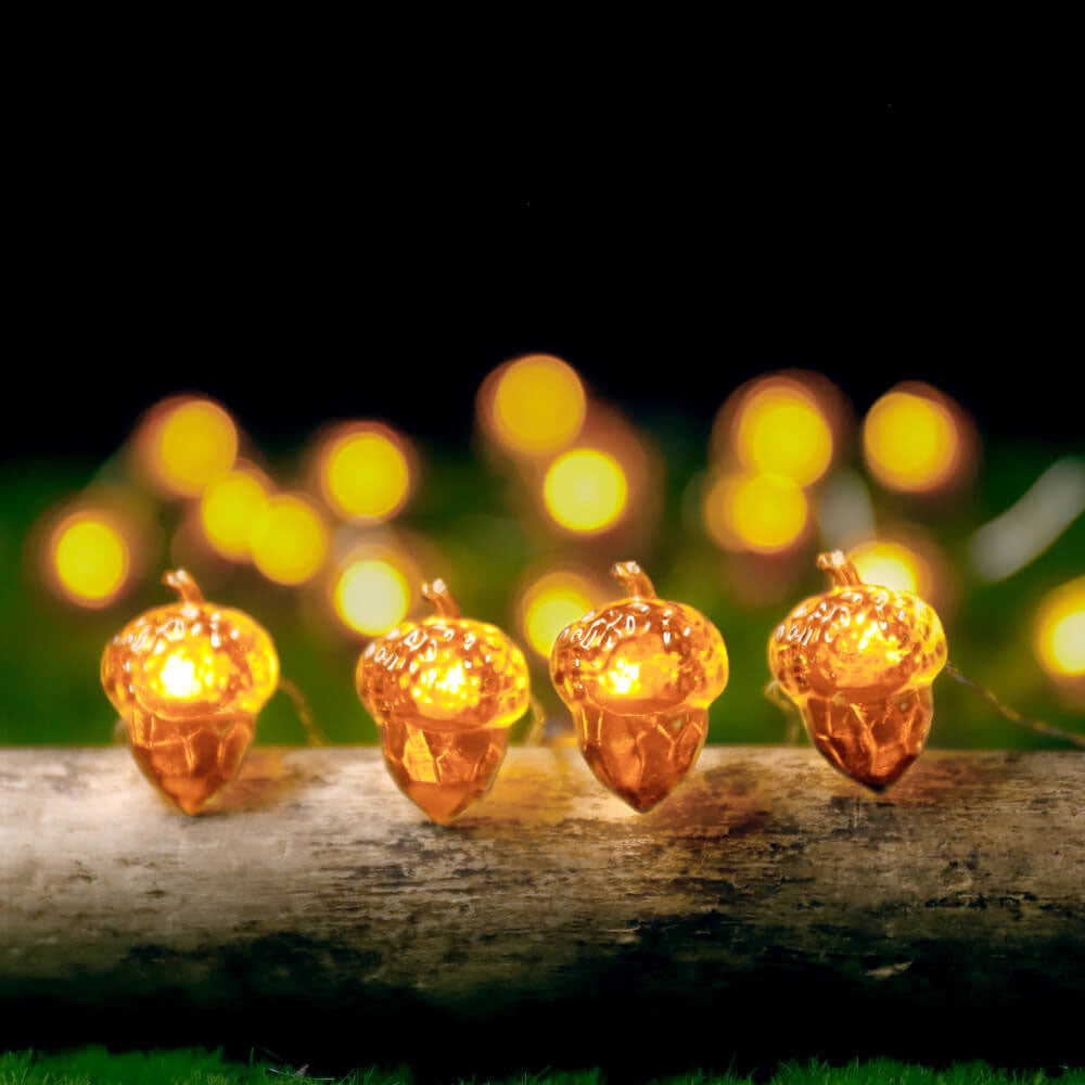 BowLift | Modern Thanksgiving Maple Acorn Pumpkin Decoration 30 LED String Lights