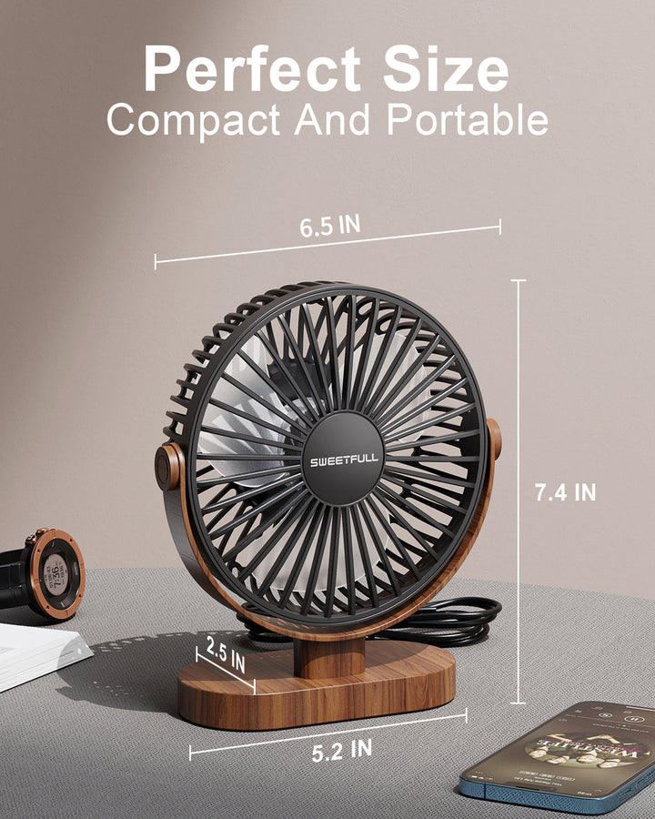 6.5 Inch USB Small Desk Fan for Home Office Car Outdoor Travel | Bowlift