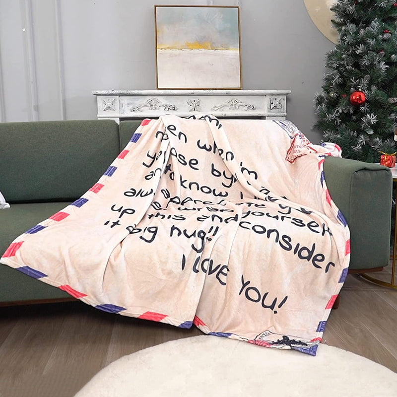 Letter Printed Flannel Throw Blanket Gift for Mom | Bowlift