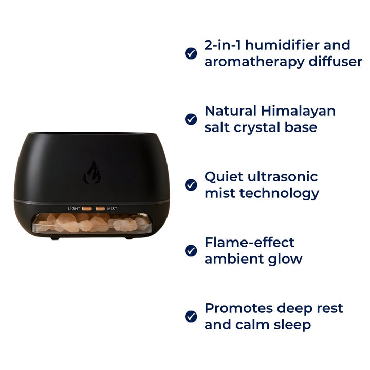 Relieves Dry Air and Aids Sleep – Himalayan Salt Crystal, Quiet Mist and Calming Home Air Wellness Bowlift