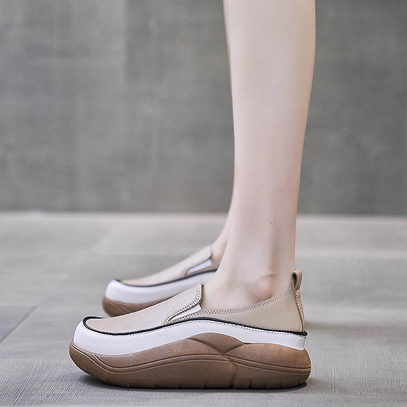 BowLift | Thick Sole Low Cut Leather Shoes