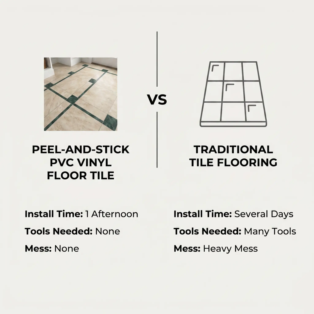 BowLift | Peel and Stick PVC Flooring Matt Vinyl Flooring with Stone Look