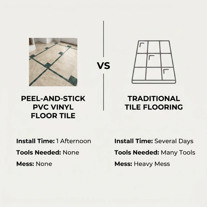 BowLift | Peel and Stick PVC Flooring Matt Vinyl Flooring with Stone Look