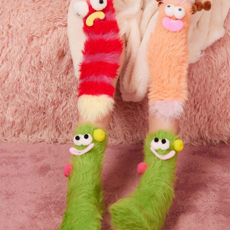 BowLift | Coral velour three-dimensional original socks