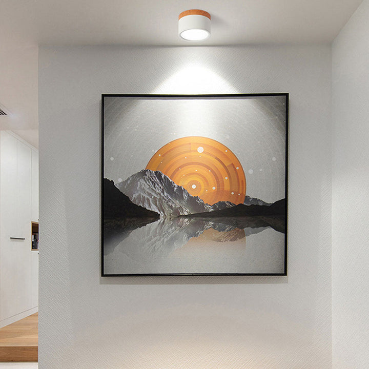 BowLift | Ceiling Light with Pink Flush Wood Finish
