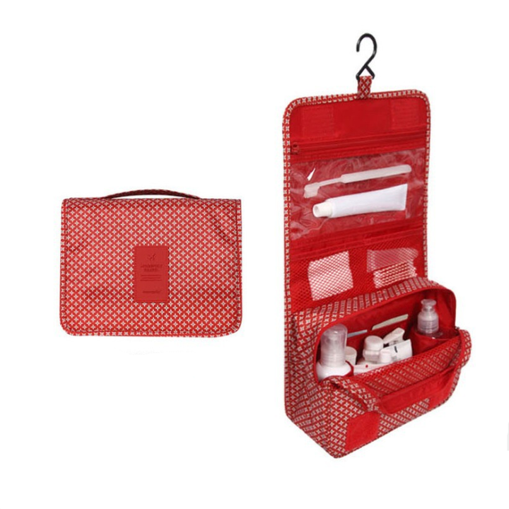TravelEase – Water-repellent cosmetic bag with hook and compartments | Travel toiletry bag | Bowlift