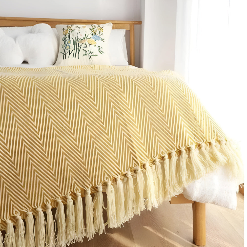 BowLift | Herringbone Tassel Knit Blanket