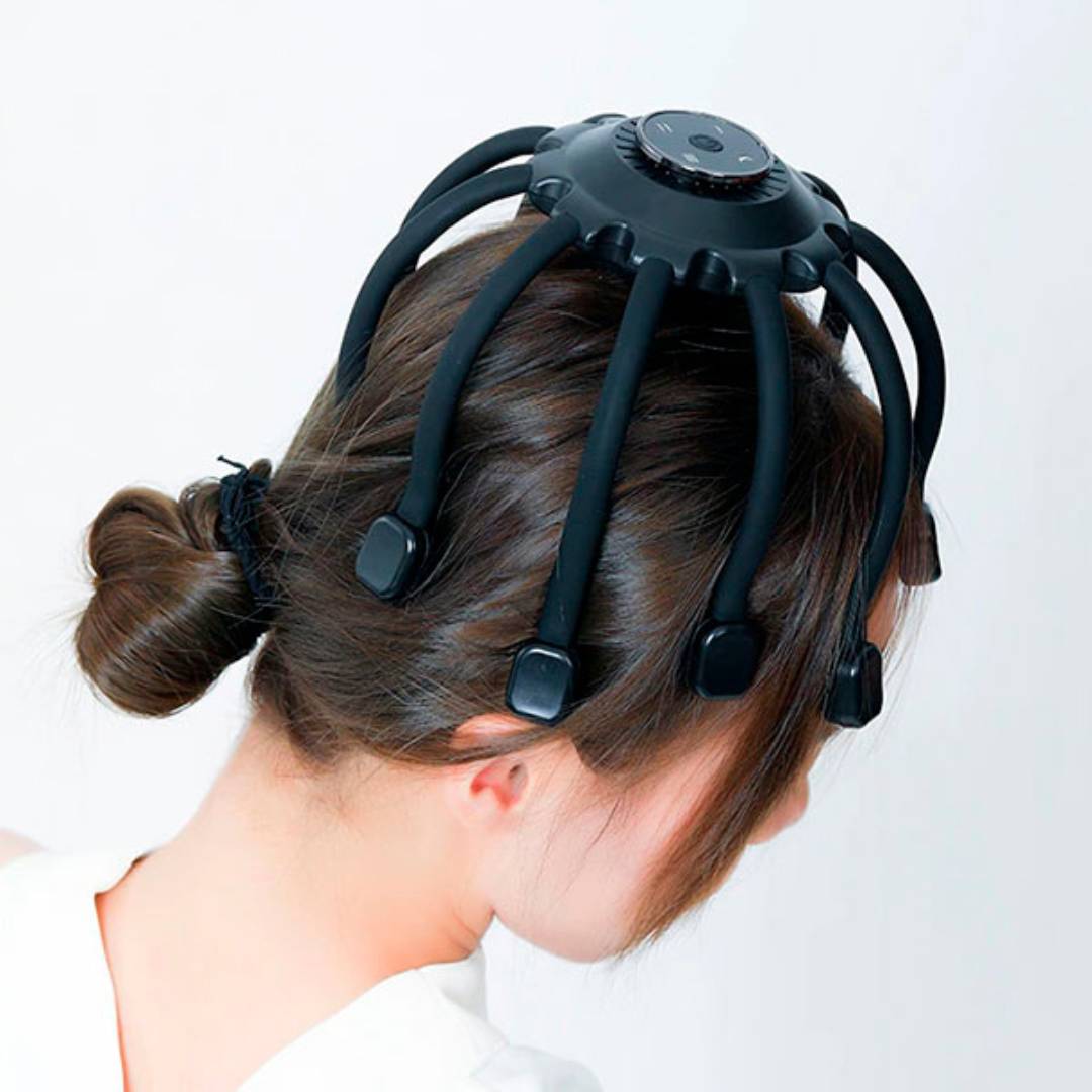 BowLift | Smart Electric Octopus Head Massager Machine for Scalp Massage, Stress Relief, Improved Sleep & Multi-Directional Vibration