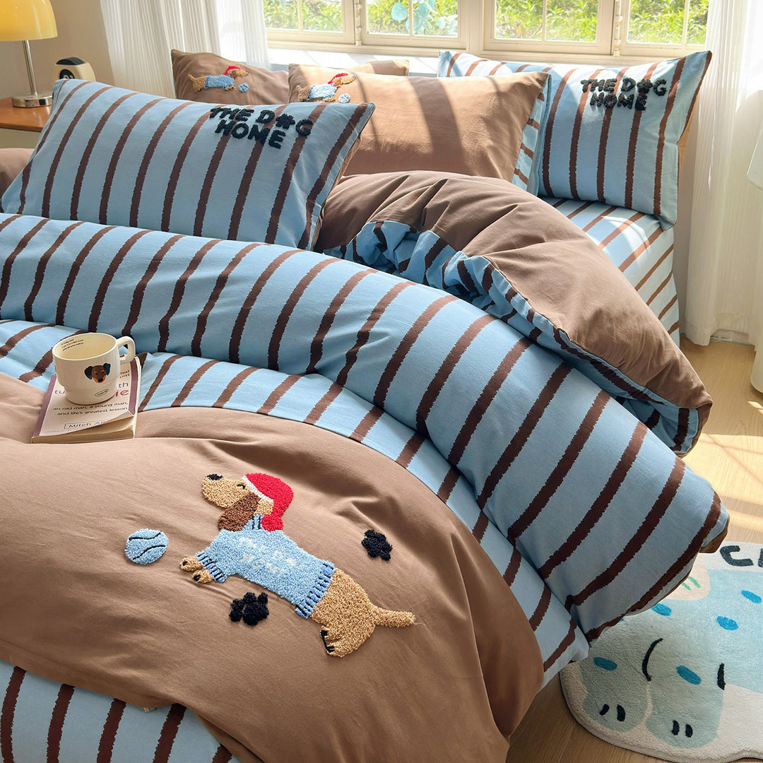 Cotton bedding set, cartoon pattern, 4-piece