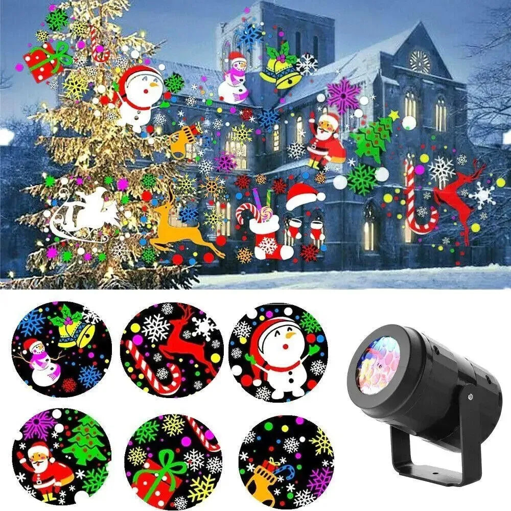 BowLift | LED Christmas Projector Snowflakes Light Show – Waterproof Outdoor Lamp with 16 Patterns