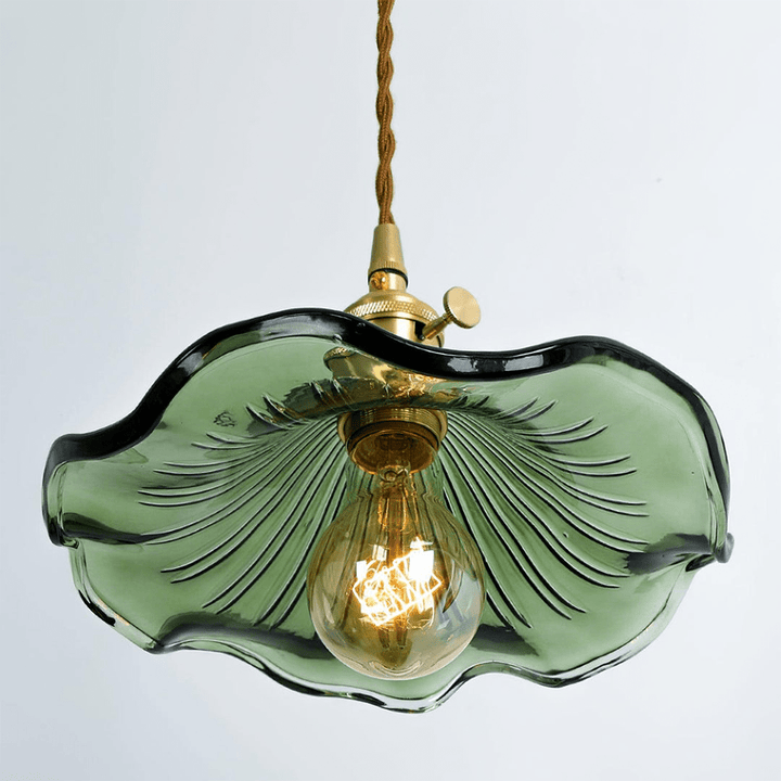 BowLift | Elegant Hibiscus Flower Pendant Light – Glass & Brass Hanging Lamp