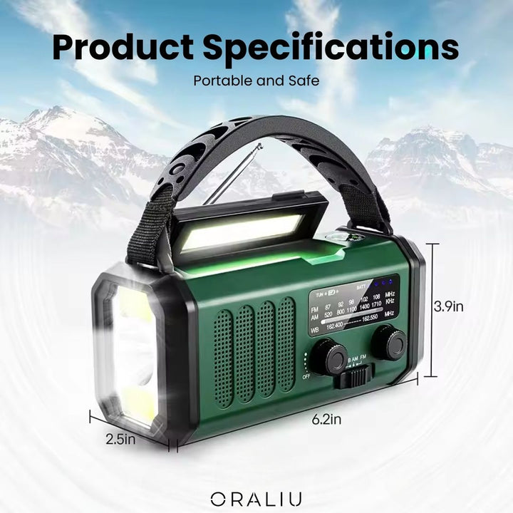 BowLift | Solar Emergency Radio with Power Bank – Hand Crank & LED Torch for Camping and Outdoor Use