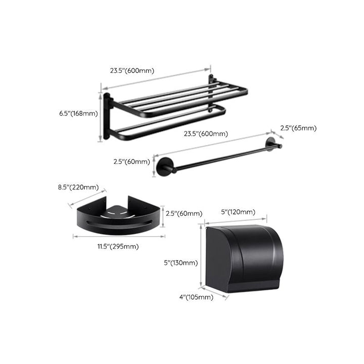 BowLift | Modern Bathroom Hardware Set Matte Black Metal Bathroom Accessory Set Rust-Free