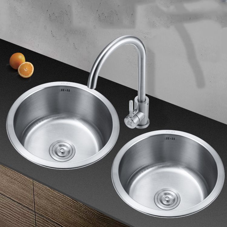 BowLift | Round Single Bowl Kitchen Sink Stainless Steel Sink with Drain Strainer Set
