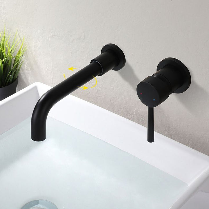 BowLift | Industrial Sink Faucet Brass Lever Handles Low Arc Wall Mounted Bathroom Faucet