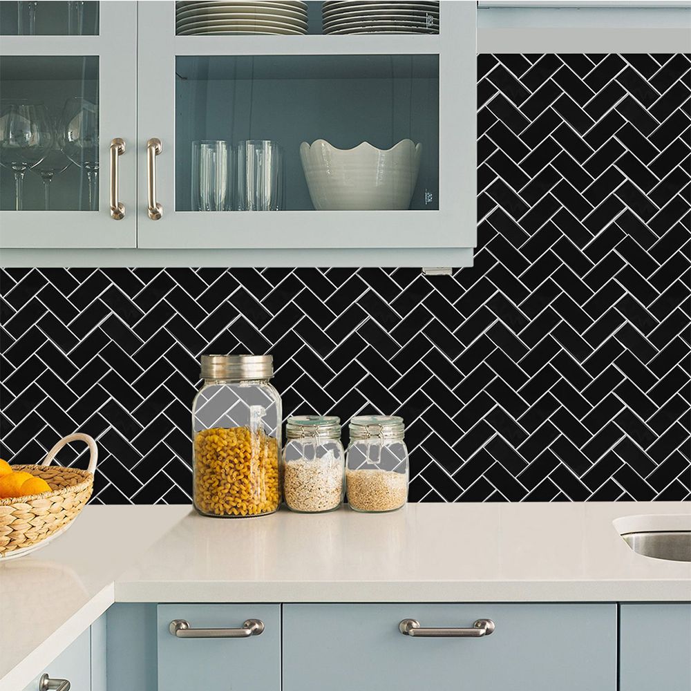 BowLift | Square Peel & Stick Mosaic Tile Herringbone Peel and Stick Wall Tile