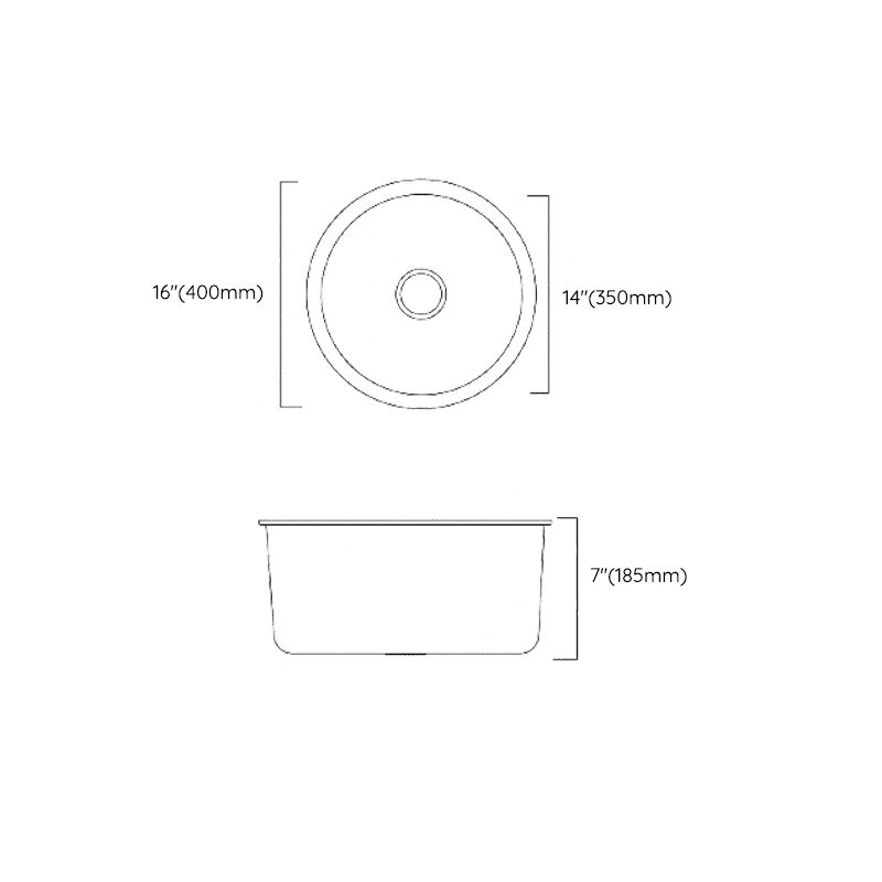 BowLift | Classic Round Sink Stainless Steel Built-in Sink Non-Slip Round Basin for the Kitchen