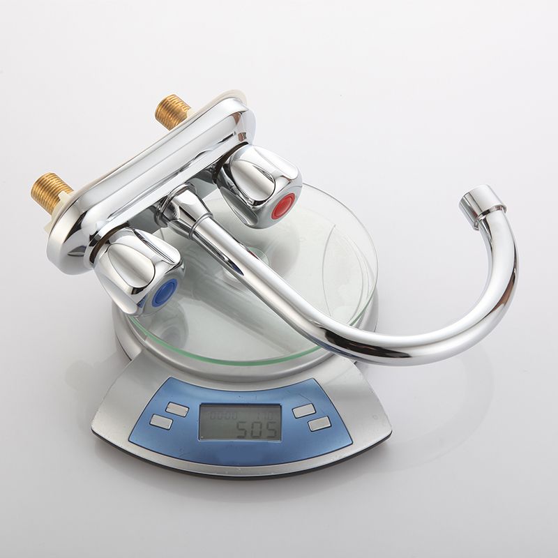 BowLift | 2-Handle Brass Bathroom Faucet Modern High Arc Center Tap