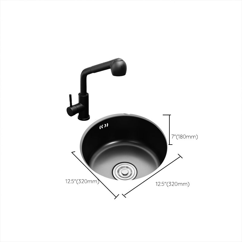 BowLift | Single Bowl Kitchen Sink Round Stainless Steel Sink with Drain Basket Kits