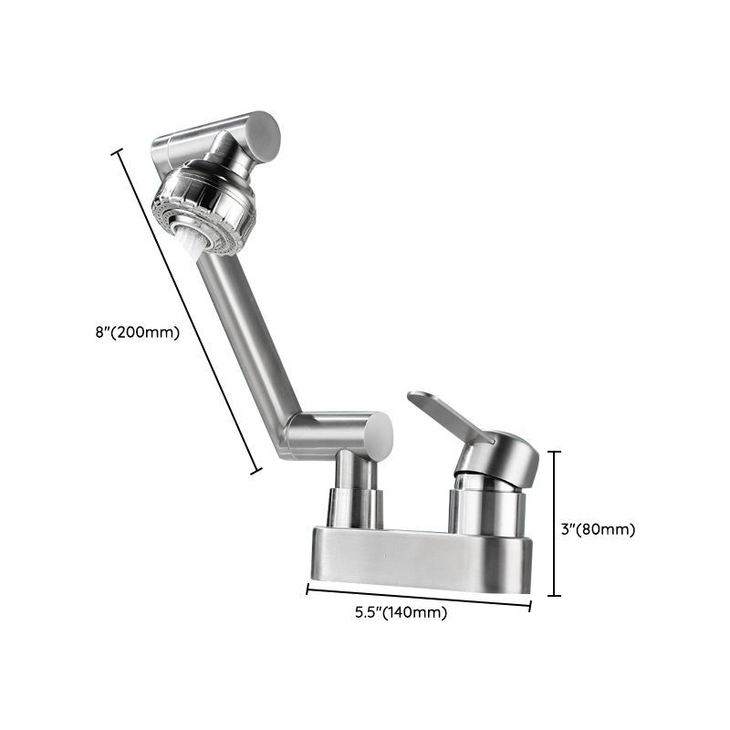 BowLift | 2 holes sink faucet swivel stainless steel single handle central mounted faucet