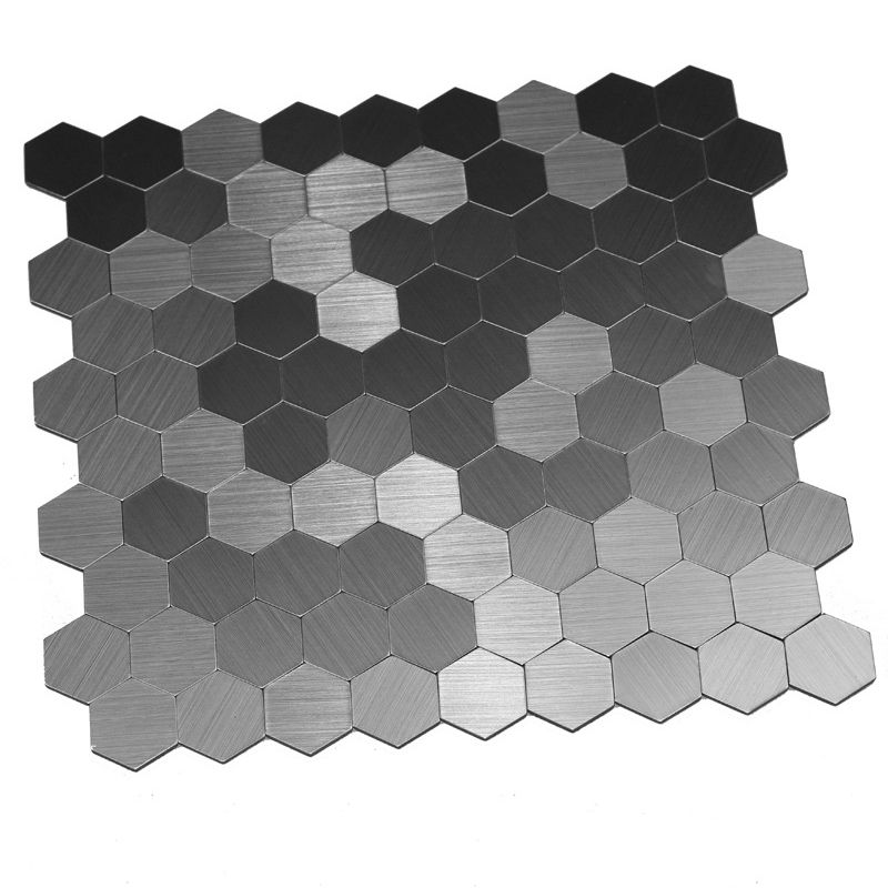 BowLift | Hexagonal Mosaic Tiles Metal Peel and Stick Tiles for Kitchen and Bathroom, 11.8" x 11.8"
