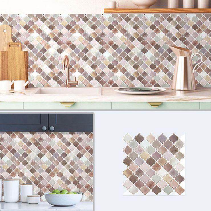 BowLift | Square Peel & Stick Mosaic Tiles Plastic Arabesque Peel and Stick Wall Tile