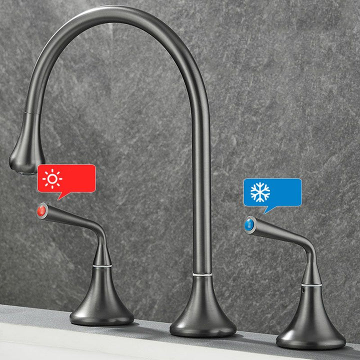 BowLift | Double Handle Tub Spout Deck Mounted High Arc Brass Modern Roman Tub Spout