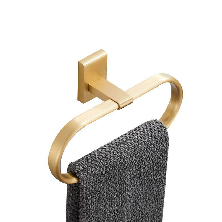 BowLift | Golden Modern 5-piece Bathroom Accessories Set Brushed Brass Towel Holder/Paper Holder