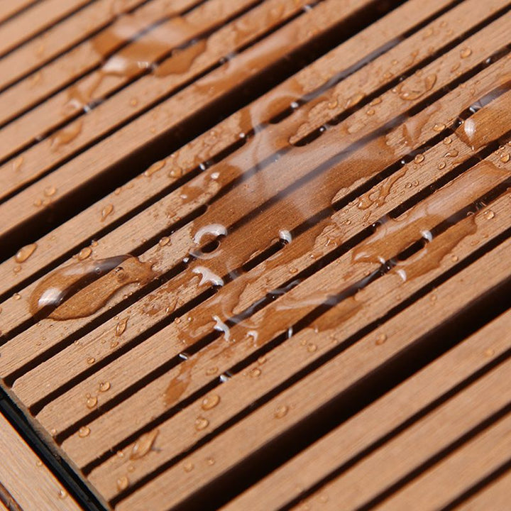 BowLift | 12" X 12" PVC 6-Slat Square Patio Tiles Snap Fit Installation Outdoor Floor Tiles