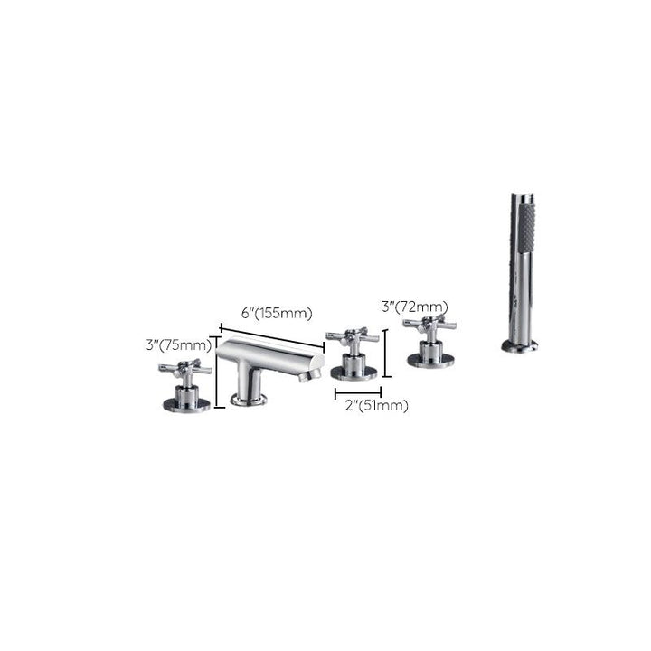 BowLift | Contemporary Bathroom Faucet Deck Mount Copper Low Arc Swivel Roman Bathtub Faucet Set