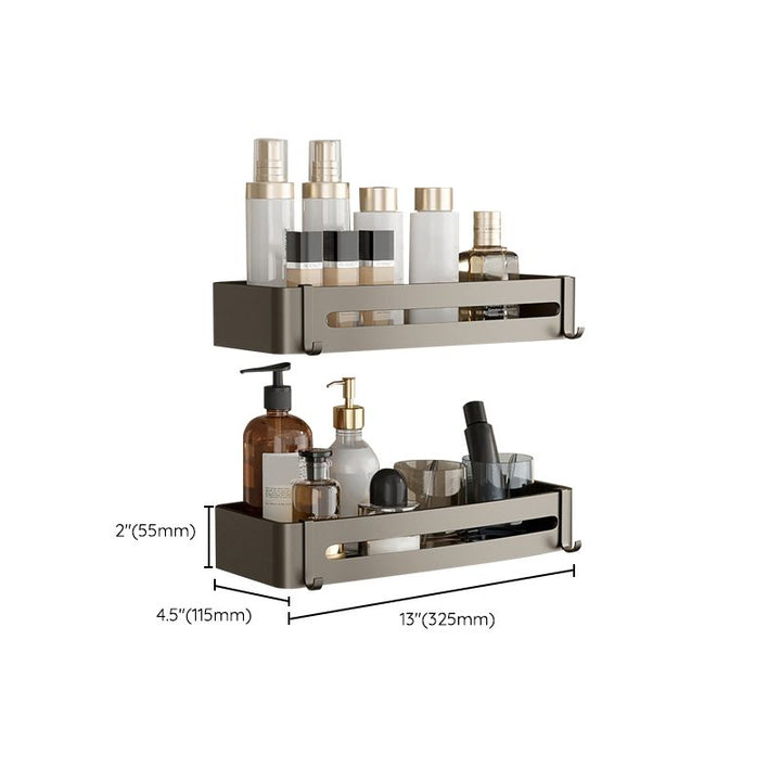 BowLift | Contemporary Aluminum Bathroom Accessory Set Gray Bath Shelf
