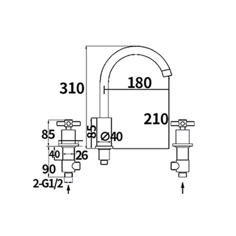BowLift | Traditional Style Roman Tub Faucet Copper Wall Mounted Roman Tub Faucet