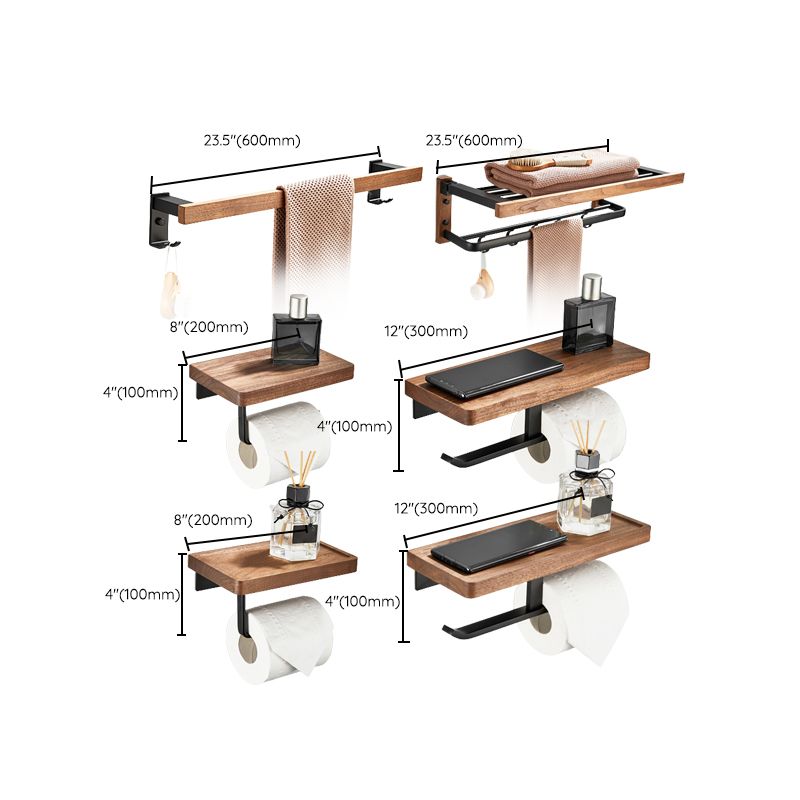 BowLift | Walnut Bathroom Set Black Metal Bathroom Accessories Hardware Set