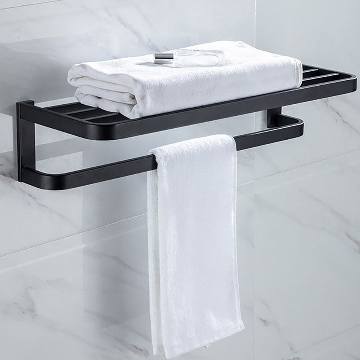 BowLift | Modern Classic Bathroom Accessories Set in Stainless Steel Matte Black Bathrobe Hook/Towel Ring Bar