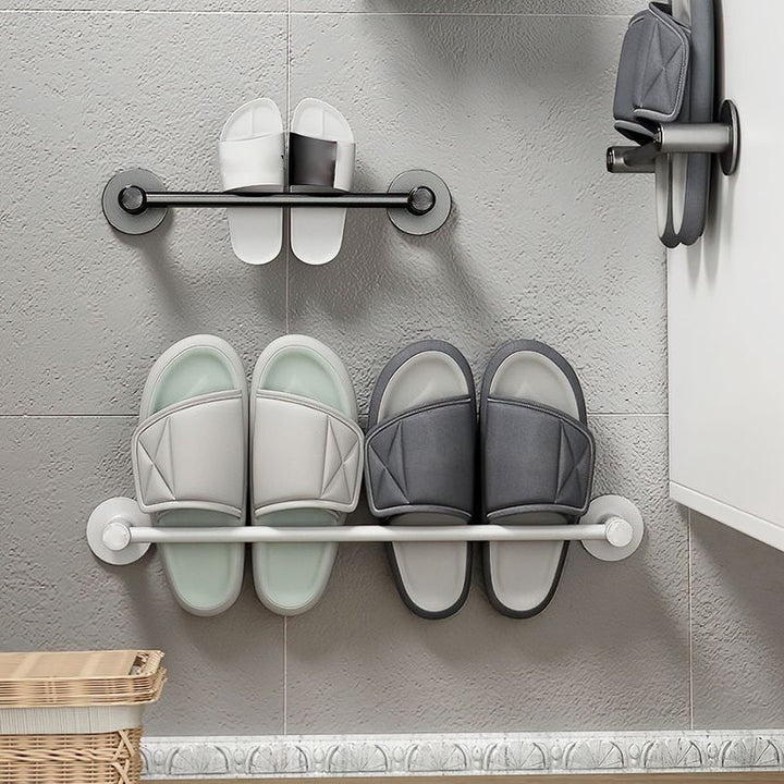 BowLift | 2-piece modern bathroom accessories set metal slipper rack/towel bar