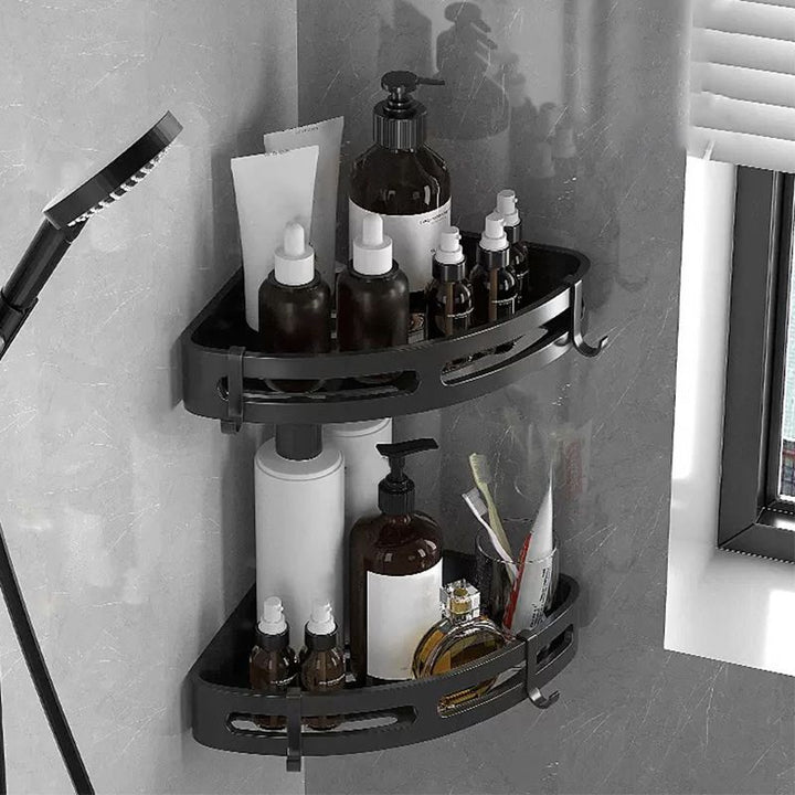 BowLift | Modern Bathroom Hardware Set Bathroom Shelf Silver/Black Bathroom Accessories Set