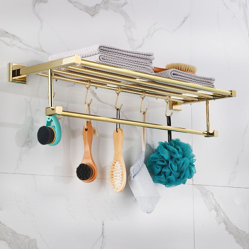 BowLift | Gold Modern Bathroom Set, Polished Gold, 4 Pieces, Towel Holder, Paper Holder