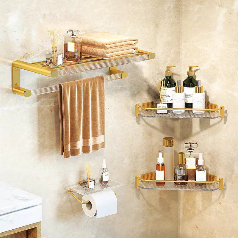 BowLift | Modern Bathroom Hardware Set Towel Rack Bathroom Shelf Gray/Gold Bathroom Hardware Set