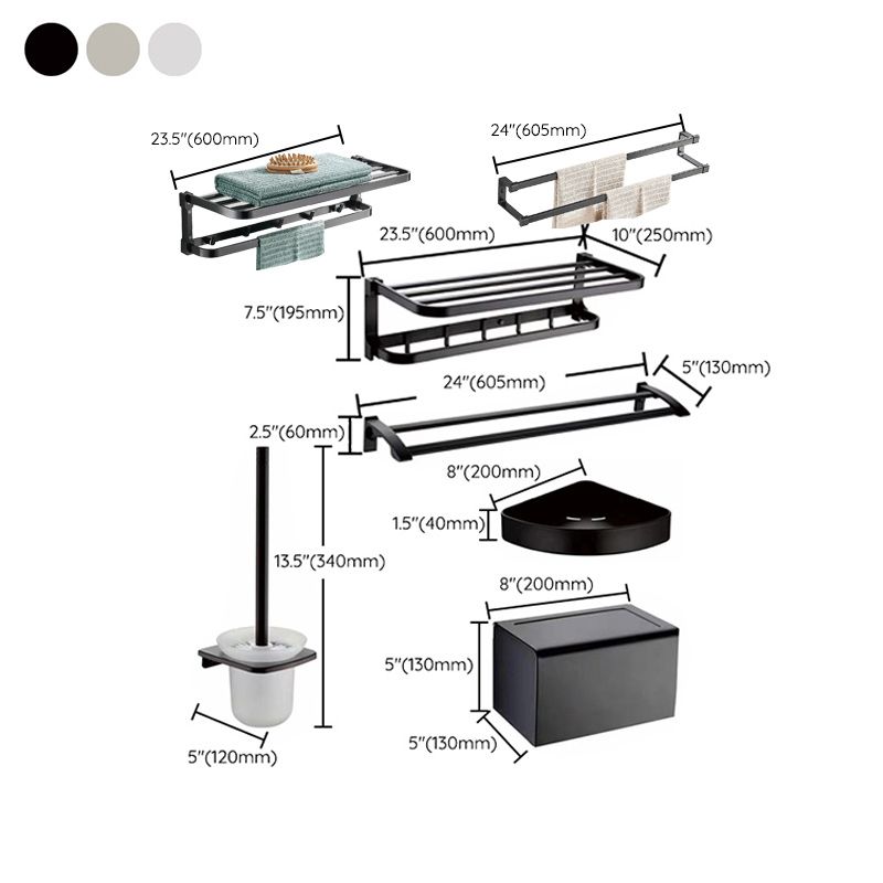 BowLift | Contemporary Metal 6-piece Bathroom Accessory Set with Bathroom Shelf