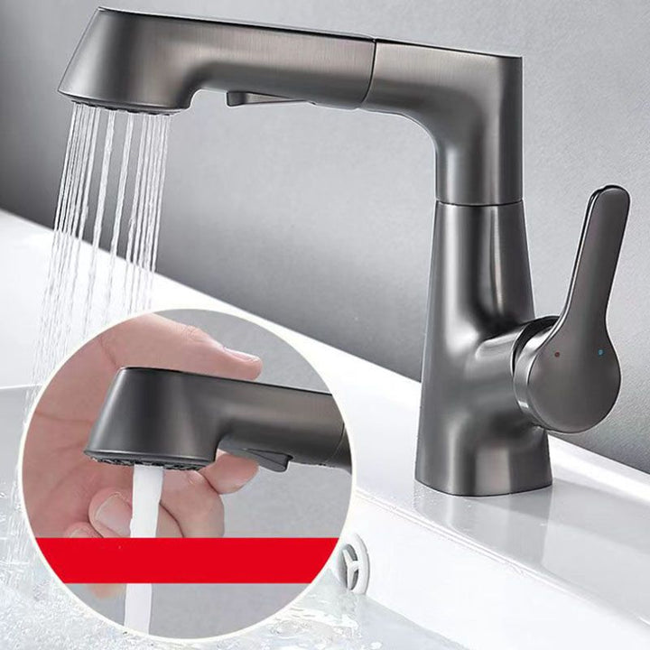 BowLift | Modern Sink Faucet Lever Handle Copper Low Arc Pull-Out Sink Faucet
