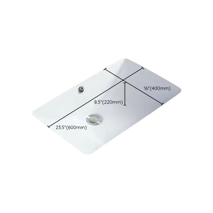 BowLift | Modern Under-Mount Sink Oval Porcelain with Pop-Up Drain Sink