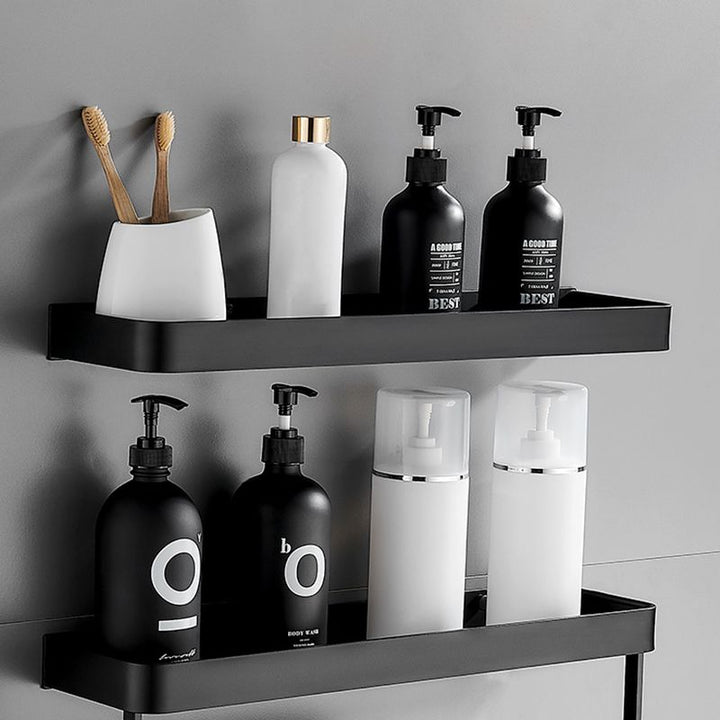 BowLift | Matt Black Bathroom Set Modern 1/2 - Piece Stainless Steel Bathroom Shelf