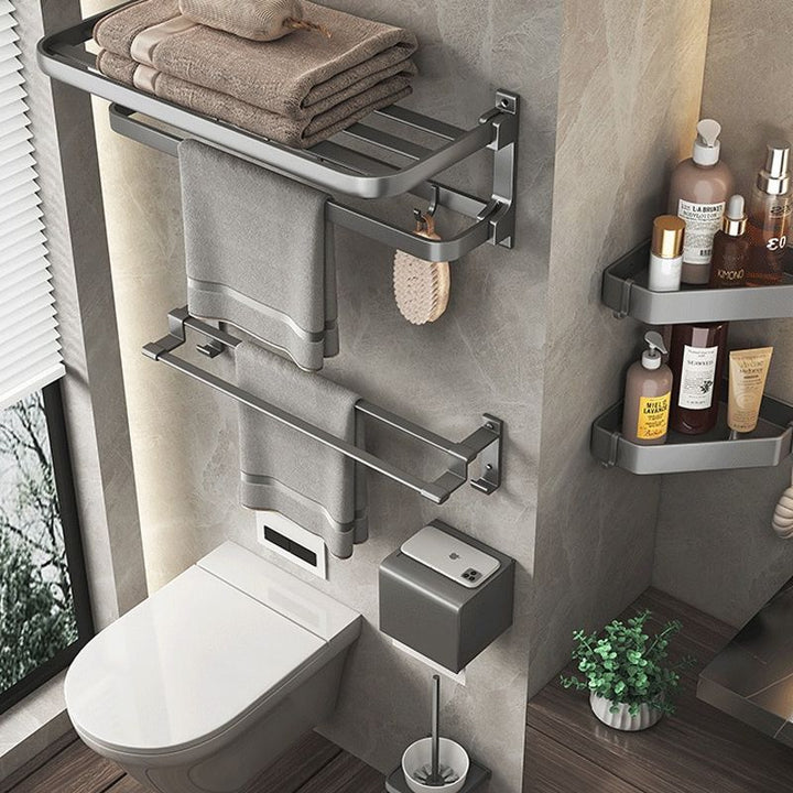 BowLift | Modern gray aluminum bathroom accessory set