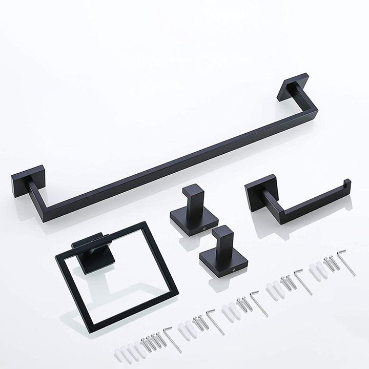 BowLift | 7-piece bathroom accessory set made of stainless steel with paper holder/robe hook/towel ring bar