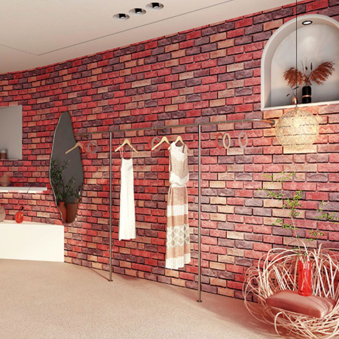 BowLift | Industrial Wall Plank Brick Pattern Bathroom and Living Room Wall Panels