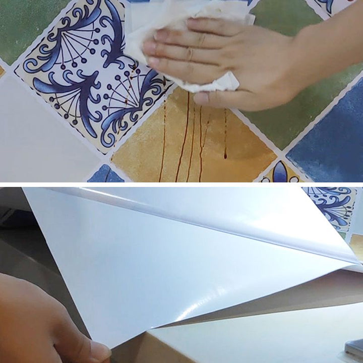 BowLift | Rectangular Wall Tile for Peeling and Applying Geometric Print Kitchen Wallpaper