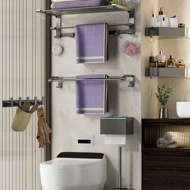BowLift | Modern Gray Bathroom Accessory Set Bathroom Shelf Towel Bar Bathroom Accessory Set