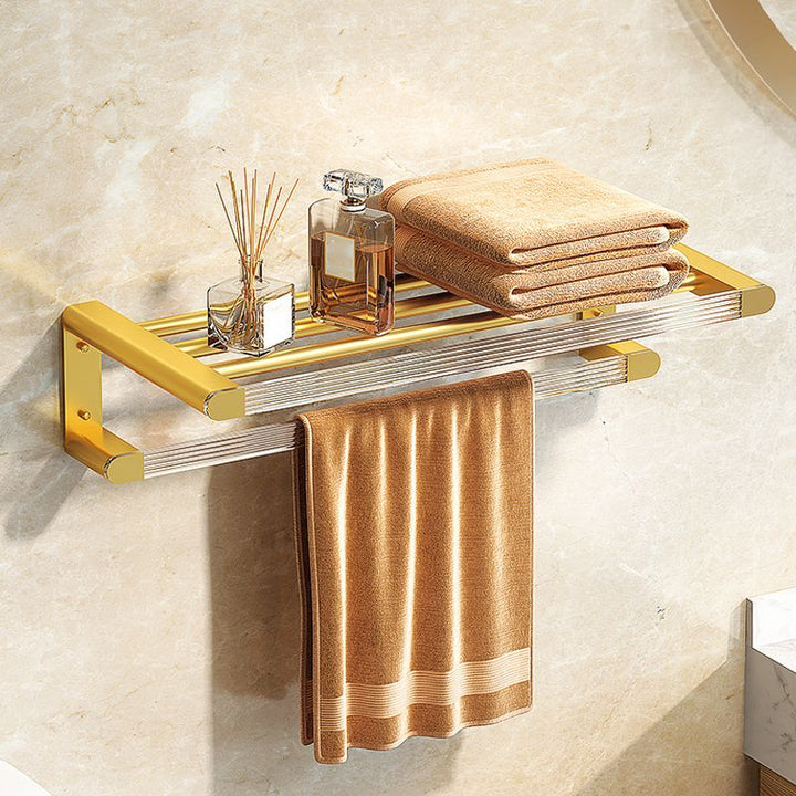 BowLift | Modern Bathroom Hardware Set Towel Rack Bathroom Shelf Gray/Gold Bathroom Hardware Set