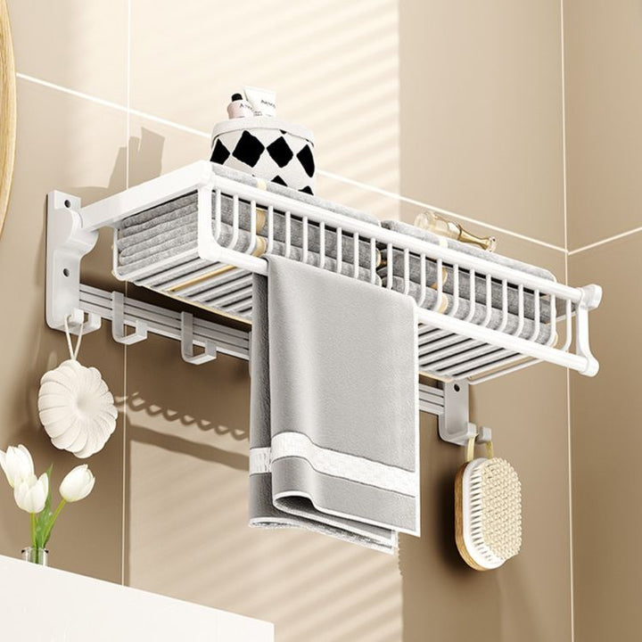 BowLift | Modern style bathroom accessory set with bath shelf/towel holder/toilet brush in white
