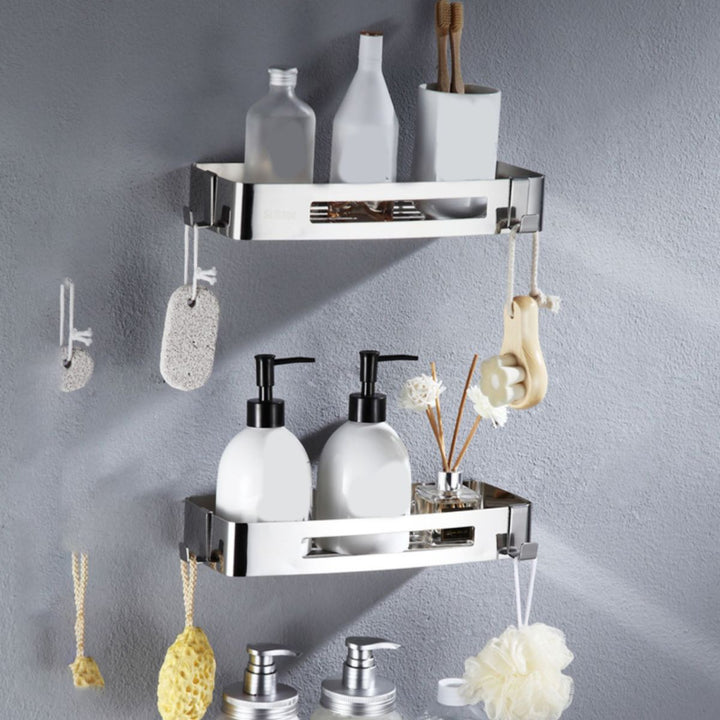 BowLift | Modern Stainless Steel Bath Accessory Set Rectangular & Triangular Bath Shelf